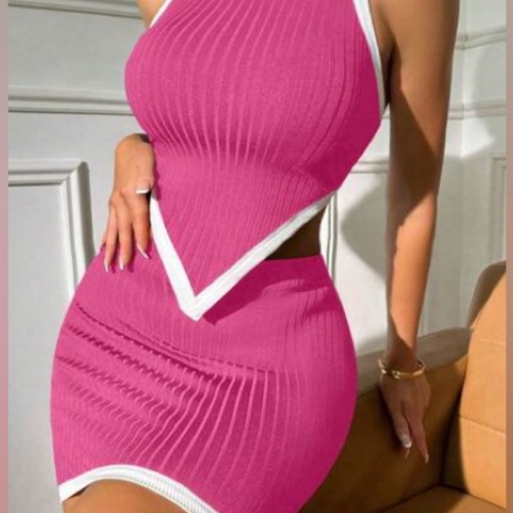 Elegant pink & white Women's Skirt and top set